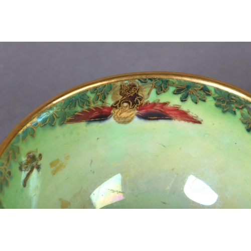 419 - A WEDGWOOD FLAME FAIRYLAND LUSTRE BOWL on circular foot, Leapfrogging Elves design by Daisy Makeig-J... 