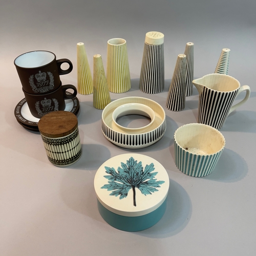 131 - Hornsea pottery 'Summit' ware including yellow salt, pepper and sugar castor (no lid), black salt an... 