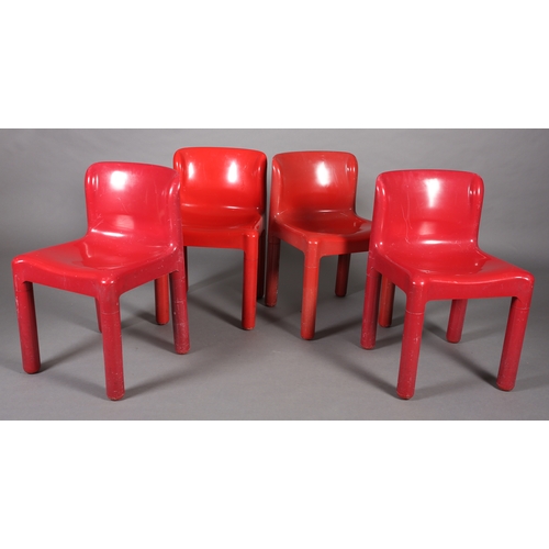 28 - Carlo Bartoli for Kartell, Italy, a set of four '4875' red injection moulded polypropylene chairs, c... 