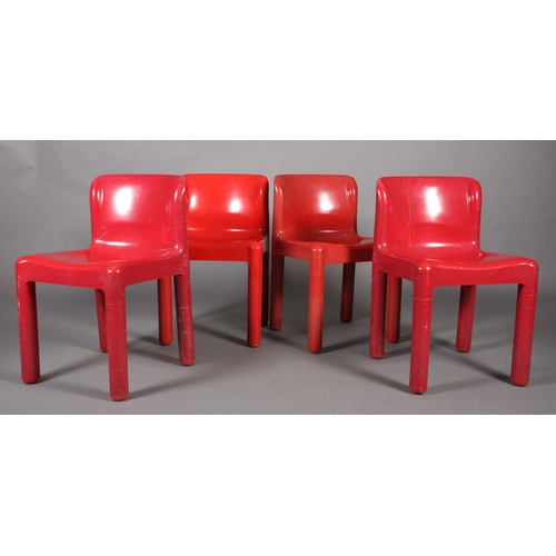 28 - Carlo Bartoli for Kartell, Italy, a set of four '4875' red injection moulded polypropylene chairs, c... 