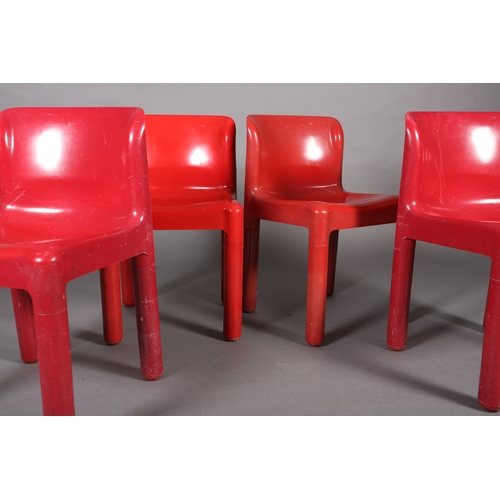 28 - Carlo Bartoli for Kartell, Italy, a set of four '4875' red injection moulded polypropylene chairs, c... 