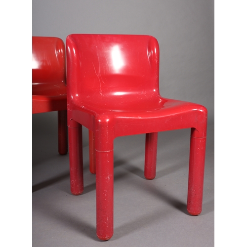 28 - Carlo Bartoli for Kartell, Italy, a set of four '4875' red injection moulded polypropylene chairs, c... 