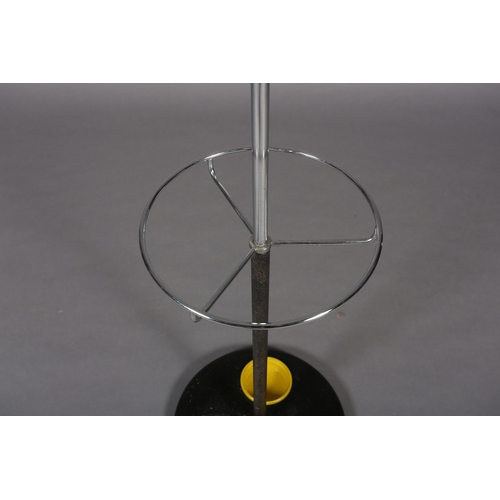 29 - A 1960s polished steel, yellow and black plastic hat and coat stand together with a white wire work ... 