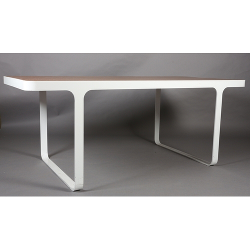 34 - Florence Knoll for Herman Miller licensed design 'trace' walnut and white metal framed dining table ... 