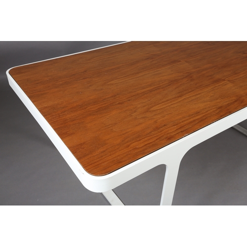 34 - Florence Knoll for Herman Miller licensed design 'trace' walnut and white metal framed dining table ... 