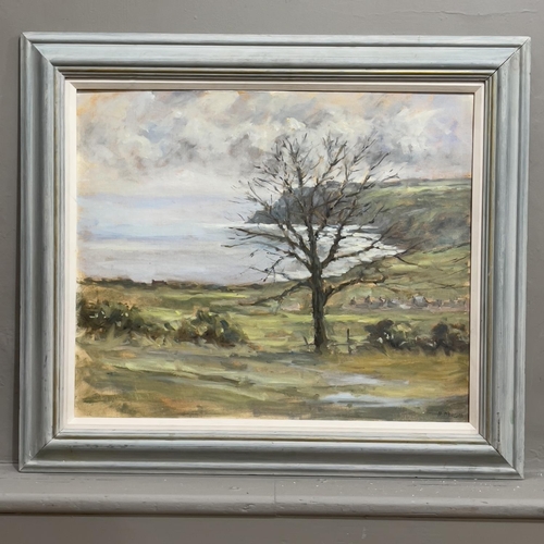 81 - Michael Pybus (b1954), Robin Hoods Bay, coastal landscape, oil on canvas, signed and dated '00 to lo... 