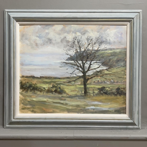 81 - Michael Pybus (b1954), Robin Hoods Bay, coastal landscape, oil on canvas, signed and dated '00 to lo... 