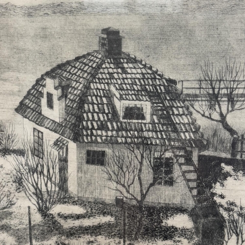 62 - By and After Gerda Rotermund German (1902-1982), House by the Sea, black and white etching, titled a... 