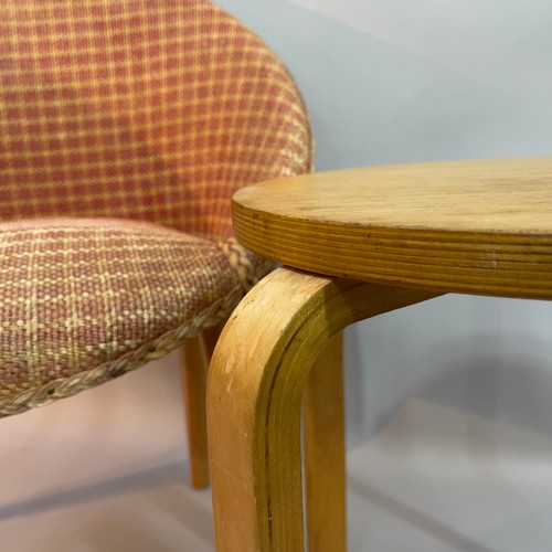 118 - A bentwood stacking stool in the style of Alvar Aalto together with a late 1950s basket weave chair ... 