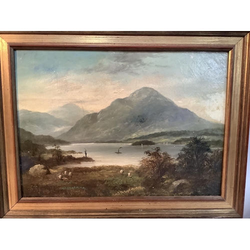 265 - R Marshall, mid to late 19th century, Welsh or Scottish mountain landscape with lake and river, a pa... 