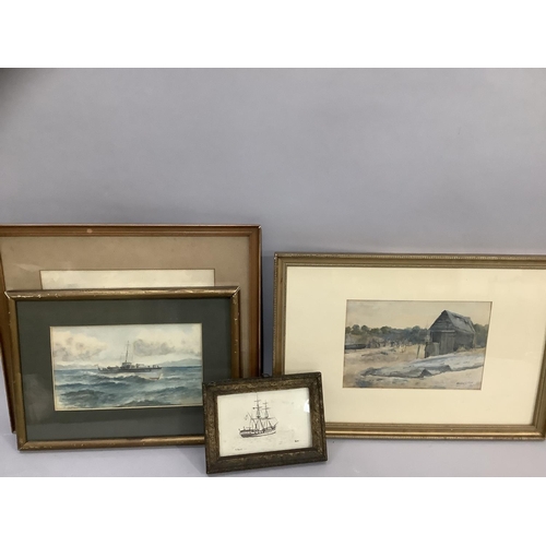 269 - FHH, early 20th century, Shipping off Scarborough, watercolour, monogram to lower right, 21.5cmx 28c... 