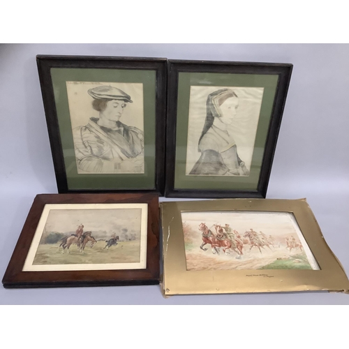 305 - Charge of the Royal Horse Artillery, 1st World War, watercolour, signed T I Pulford, 29cm x 46cm, un... 