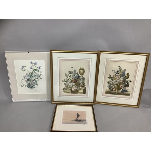 267 - A pair of botanical lithographs by Antoine Chazal 35cm x 27cm, with a botanical study in watercolour... 