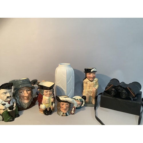 211 - A Royal Doulton Sir Francis Drake character jug together with Rip Van Winkle, Jolly Toby and two oth... 