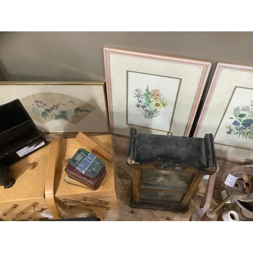 122 - Demijohns, crockpots, commemorative plates, a clock etc