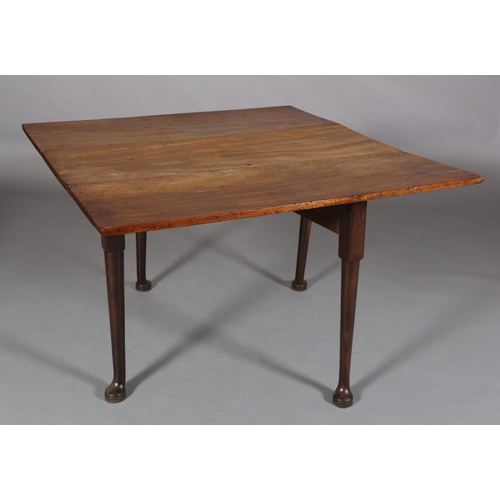 184 - A MID 18TH CENTURY FIGURED MAHOGANY PEMBROKE TABLE, having twin rectangular leaves, on rounded legs ... 