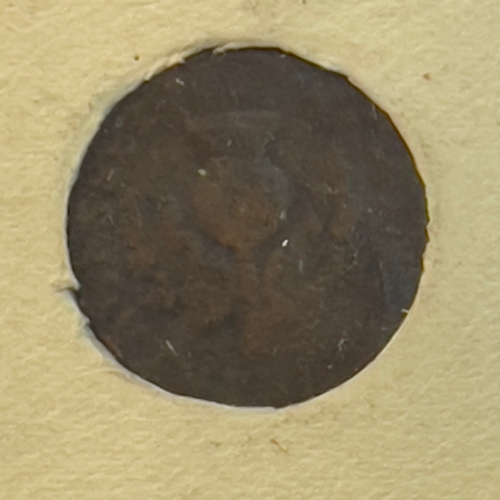 351 - A mid 17th century Scottish Bodle, dated 1677, the coin found in Oswald Kirk in 1936, mounted in dou... 