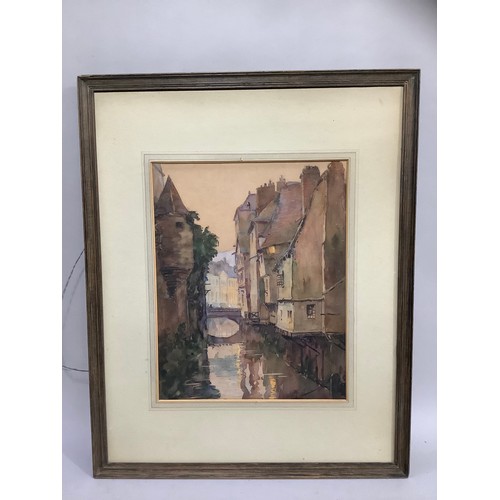 400 - xxxx Blake, early 20th century, Continental canal and houses, watercolour, signed to bottom right, 3... 