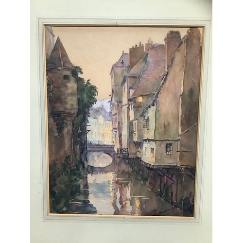 400 - xxxx Blake, early 20th century, Continental canal and houses, watercolour, signed to bottom right, 3... 