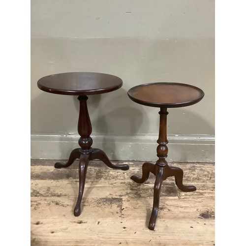 410 - A 19th century mahogany tripod table together with a later mahogany tripod table with dished top, 33... 