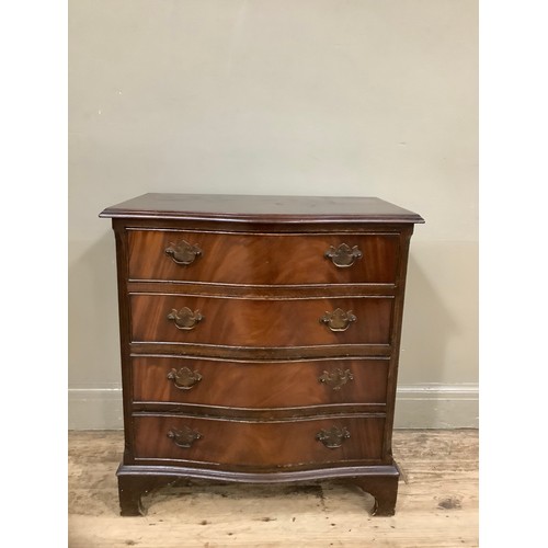 415 - A mahogany reproduction serpentine fronted chest of four drawers on bracket feet, 70cm wide