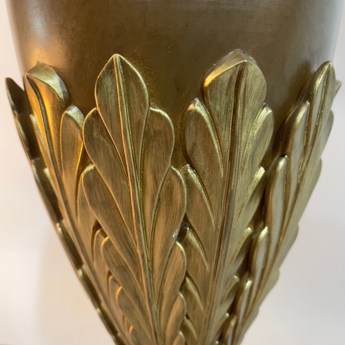 252 - A Luis Collection bronzed and gilt coloured ceramic table lamp of urn shape with moulded leaf collar... 