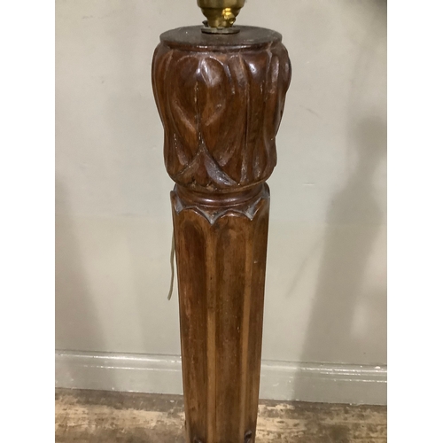 296 - A carved mahogany standard lamp, 110cm high