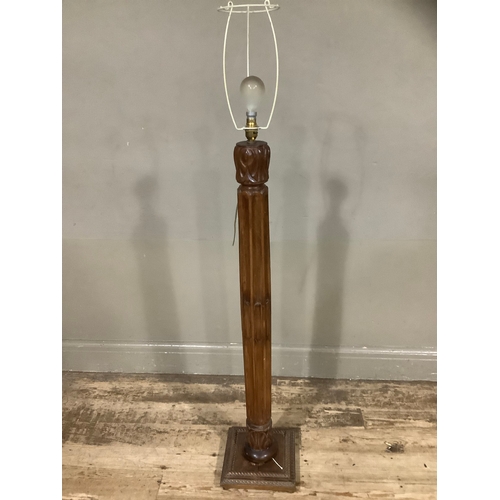 296 - A carved mahogany standard lamp, 110cm high