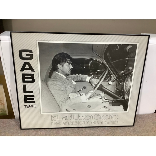 302 - A poster of Clark Gable driving, Gable 1940 by Edward Weston Graphics in black frame, 59cm x 74cm