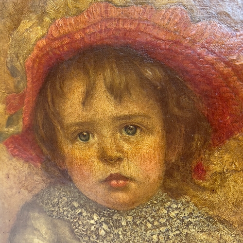 315 - Early 20th Century English School portrait of an infant girl, half length, wearing a bonnet and lace... 