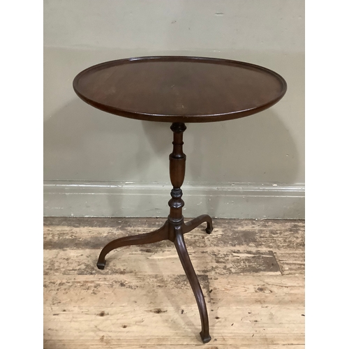 448 - A mahogany tripod table by L Harding with dish top, 47cm wide