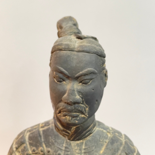 83 - A Terracotta army warrior on plinth base, 46cm high