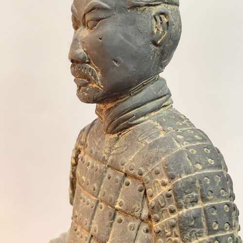 83 - A Terracotta army warrior on plinth base, 46cm high