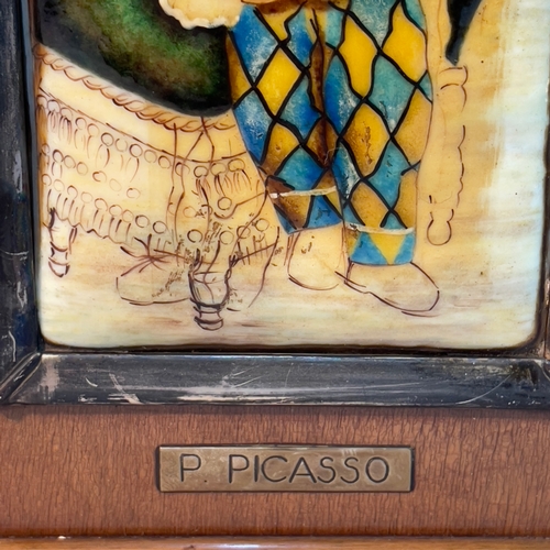 86 - After Picasso, An enamel on copper 'Portrait of Paulo' after the original, in white metal mount and ... 