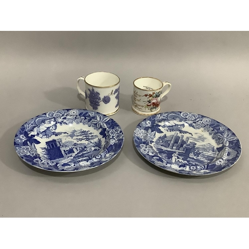 13 - Two 19th century Don Pottery blue and white plates transfer decorated with classical figures amongst... 