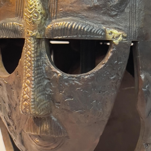 3 - A bronze replica of the Sutton Hoo helmet  by Peter Lyell of the Bradshaw foundation, from a limited... 