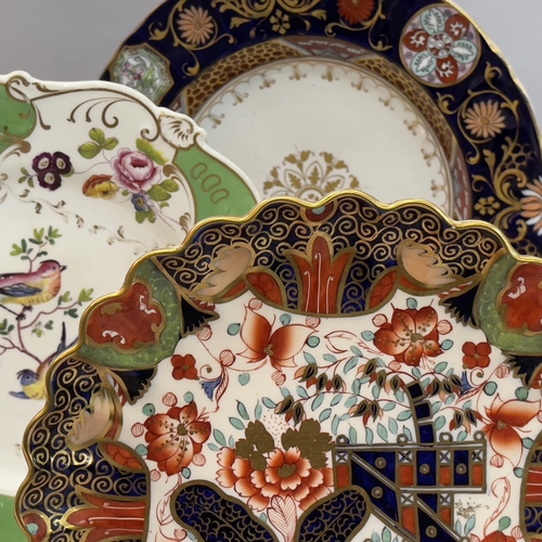 97 - A Copeland china plate, circular, fluted design enamelled in the Imari palette together with cabinet... 