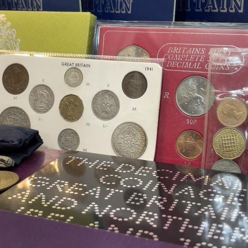 190 - Miscellaneous lot of mainly English and American coins comprising 1970 and 1971 UK proof sets, 1953 ... 