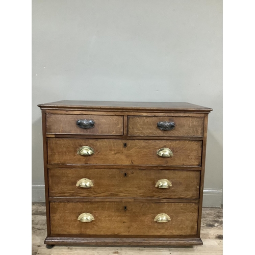 238 - A 19th century oak chest of two short above three long drawers, 94cm wide