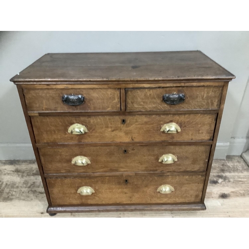 238 - A 19th century oak chest of two short above three long drawers, 94cm wide