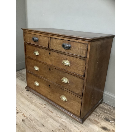 238 - A 19th century oak chest of two short above three long drawers, 94cm wide