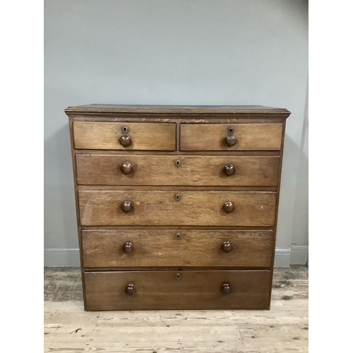 239 - A Victorian oak chest of two short above four long drawers A/F, 113cm wide