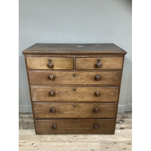 239 - A Victorian oak chest of two short above four long drawers A/F, 113cm wide