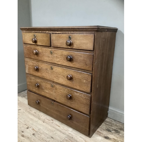 239 - A Victorian oak chest of two short above four long drawers A/F, 113cm wide