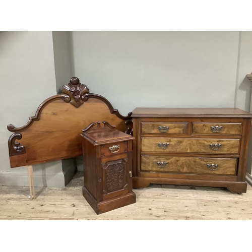 241 - A walnut dressing table base with two short above two long drawers together with a mahogany pot cupb... 