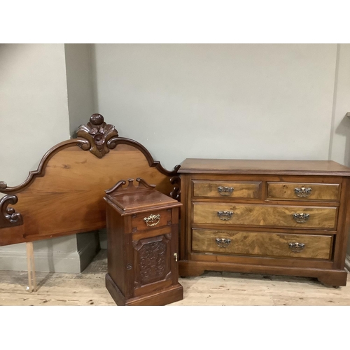 241 - A walnut dressing table base with two short above two long drawers together with a mahogany pot cupb... 