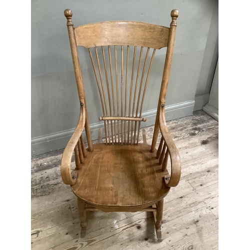 247 - An American bentwood rocking chair with spindle back c. 1900