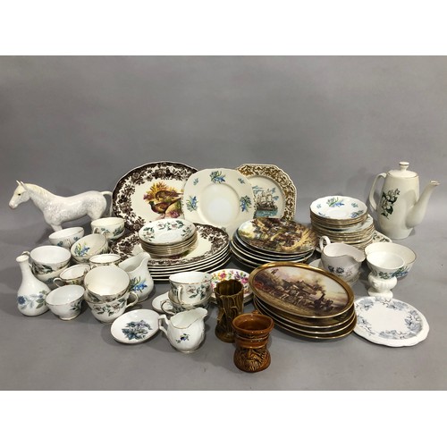 58B - A collection of ceramics including a Sylvac horse, Wedgwood tea service, Melba tea service, Crown St... 