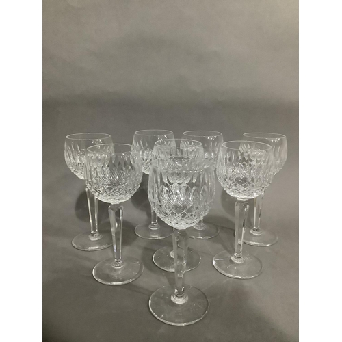 15 - A suite of eight Lismore Waterford crystal cut glass hock glasses