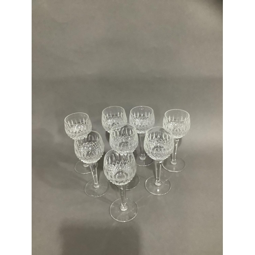 15 - A suite of eight Lismore Waterford crystal cut glass hock glasses